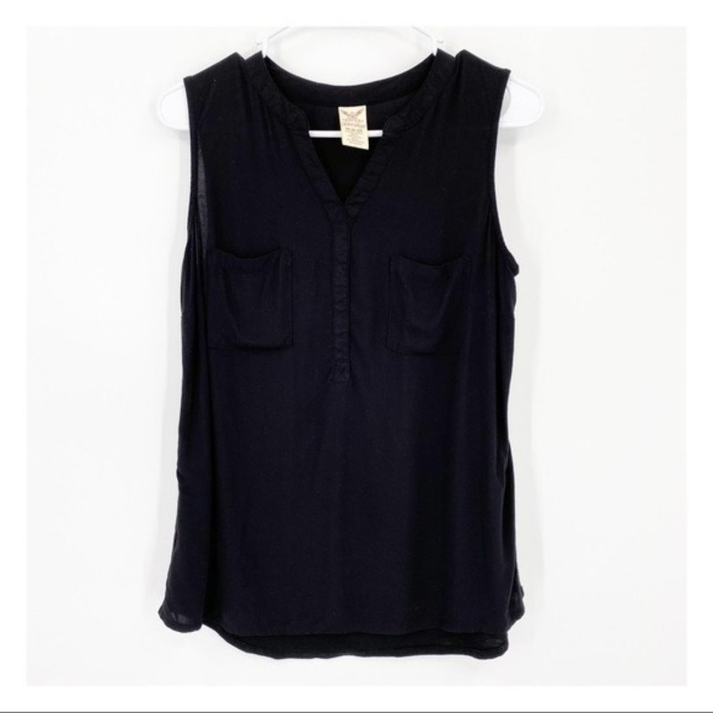 Faded Glory Sleeveless Button Front Blouse Black M